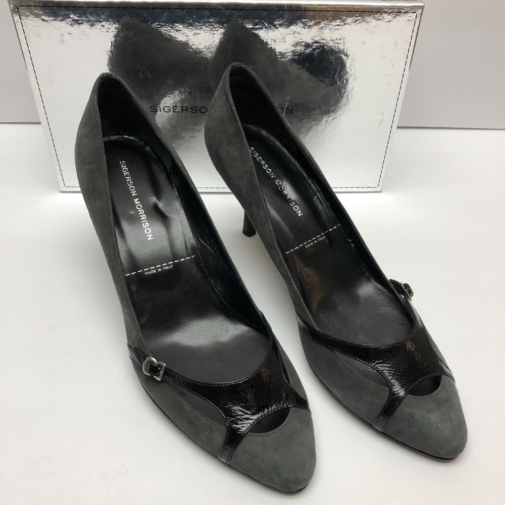 Sigerson Morrison Suede and Paten Leather Heels